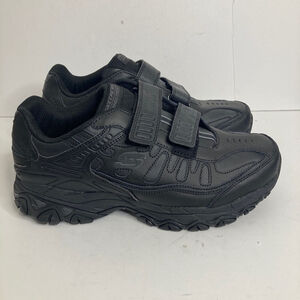 Skechers Shoes Mens 10 Wide Fit Black Leather After Burn Memory Fit Sneakers